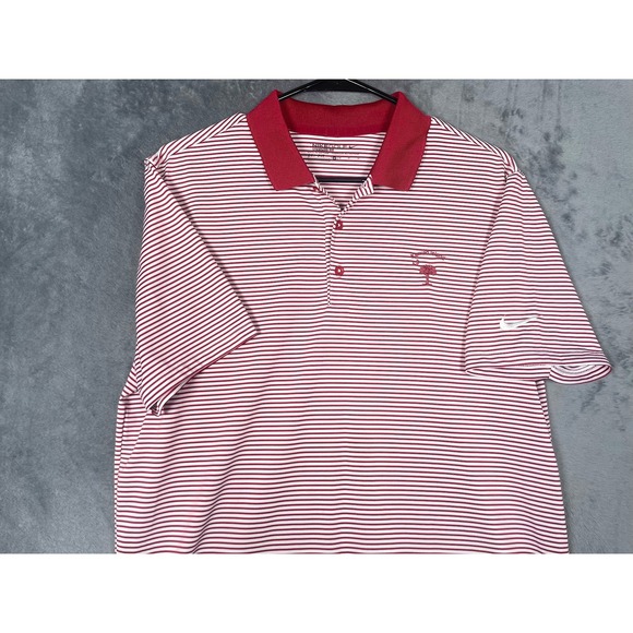 Nike Golf Other - Nike Golf Mens Dri-FIT Kiawah Island Striped Polo Shirt Red White Size Medium
